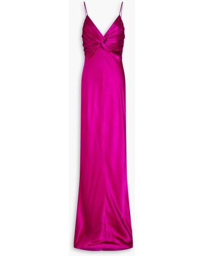 TOVE Twisted Silk-satin Maxi Dress - Pink