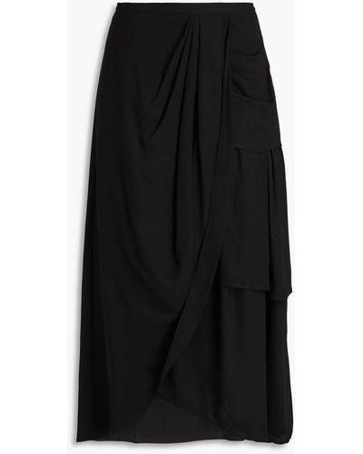 IRO Enim Wrap-effect Crepe Midi Skirt - Black