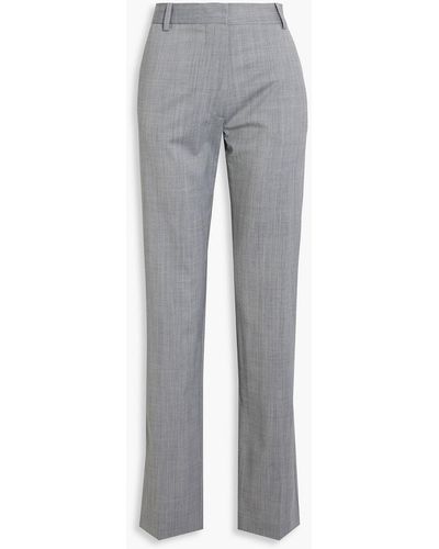 Victoria Beckham Mélange Wool-blend Straight-leg Trousers - Grey