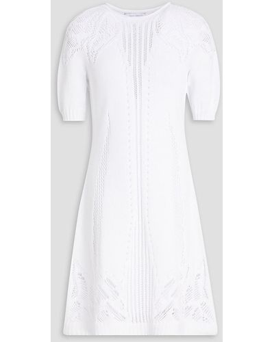 Alberta Ferretti Crochet-knit Cotton Mini Dress - White