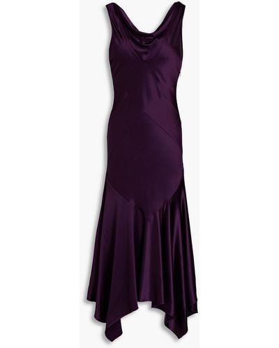 Nicholas Seline Asymmetric Draped Satin Midi Dress - Purple