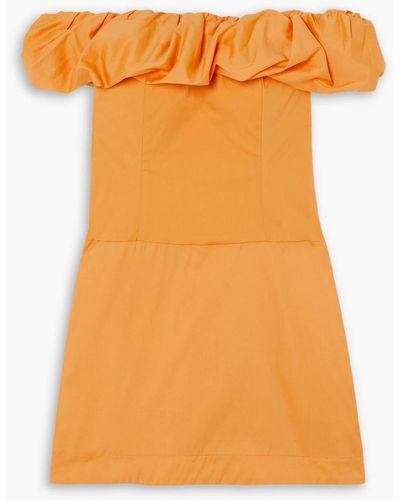 Bondi Born Madeira Off-the-shoulder Ruffled Cotton-blend Poplin Mini Dress - Orange