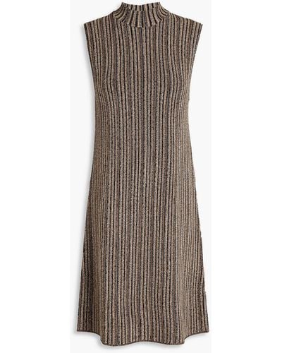 Theory Striped Stretch-knit Mini Dress - Brown