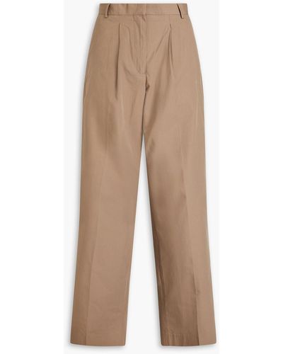 Officine Generale New Sophie Pleated Cotton-poplin Tapered Pants - Natural