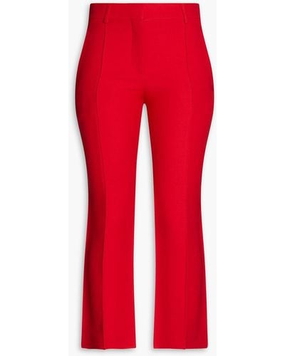 Valentino Garavani Cropped Wool And Silk-blend Bootcut Pants - Red
