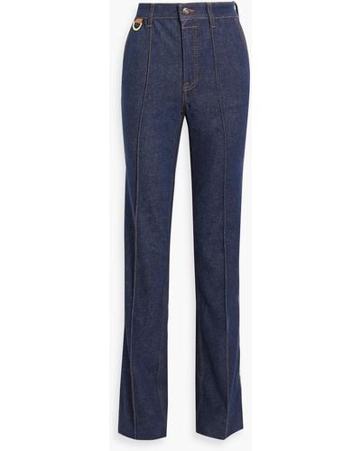 Zimmermann Embroidered High-rise Straight-leg Jeans - Blue