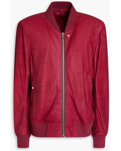Rick Owens Leather Bomber Jacket - Red