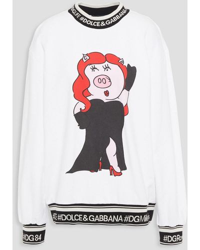 Dolce & Gabbana Appliquéd Printed French Cotton-terry Sweatshirt - White