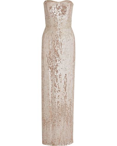 Jenny Packham Strapless Embellished Tulle Gown - Natural
