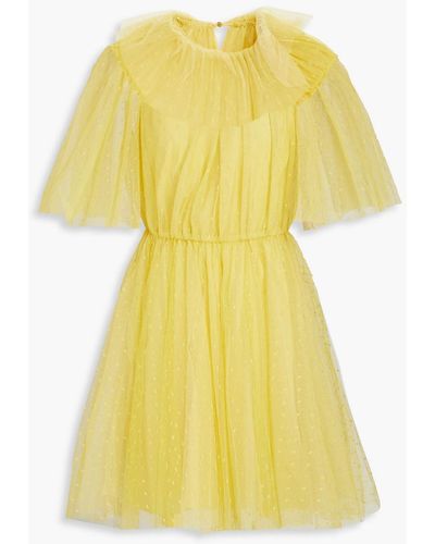 RED Valentino Ruffled Point D'esprit Mini Dress - Yellow