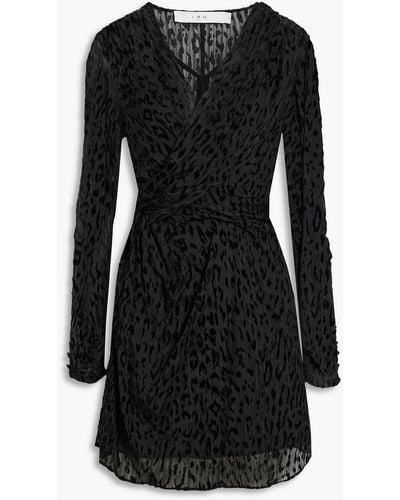 IRO Layana Wrap-effect Devoré Silk-chiffon Mini Dress - Black