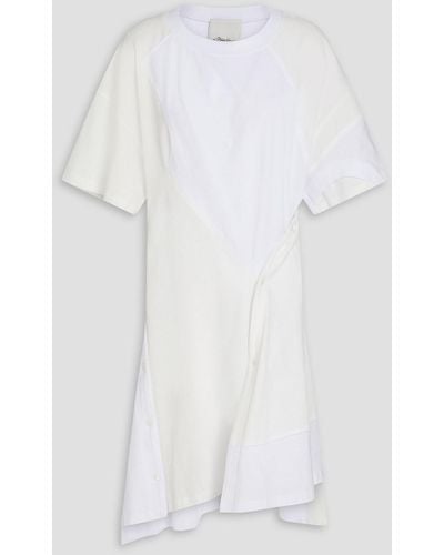 3.1 Phillip Lim Asymmetrisches kleid aus baumwoll-jersey mit knopfdetails - Weiß