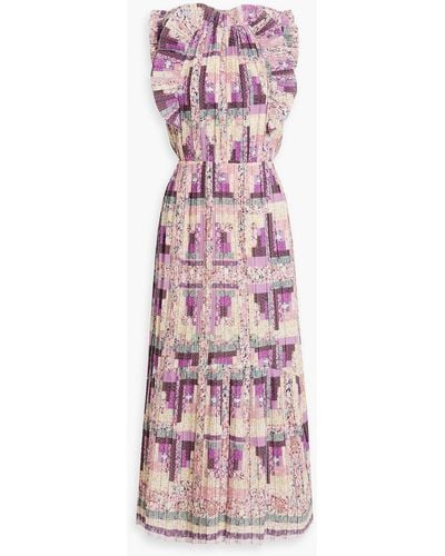 Sea Naya Pleated Printed Woven Maxi Dress - Pink