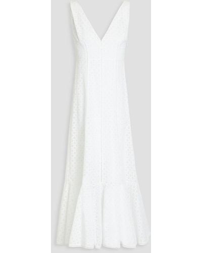 Philosophy Di Lorenzo Serafini Broderie Anglaise Cotton-blend Midi Dress - White