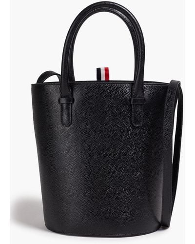 Thom Browne Pebbled-leather Bucket Bag - Black