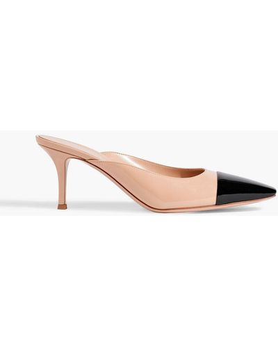 Gianvito Rossi Lucy Two-tone Patent-leather Mules - Pink
