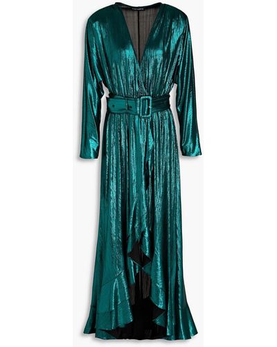 retroféte Wayne Metallic Jersey Maxi Wrap Dress - Green