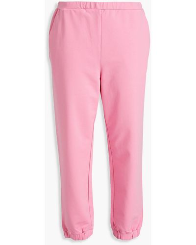 Love Moschino Glittered French Cotton-blend Terry Track Trousers - Pink