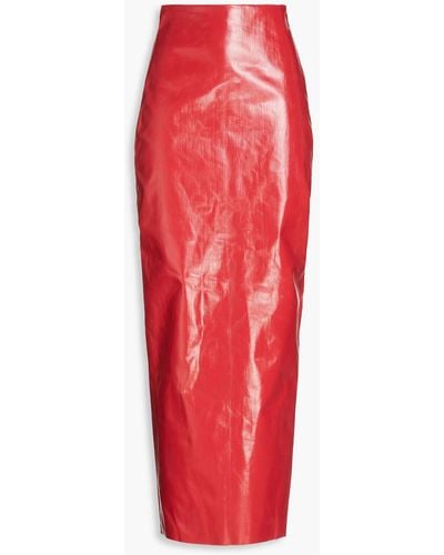 Rick Owens Pillar bleistiftrock in maxilänge aus beschichtetem canvas - Rot