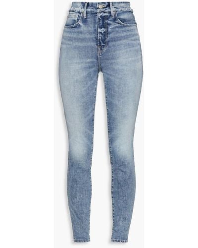 GOOD AMERICAN Good Waist Distressed Faded High-rise Skinny Jeans - Blue
