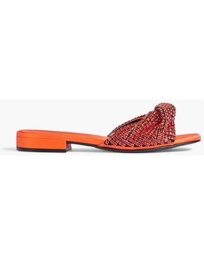 Sergio Rossi Twisted Crystal-embellished Satin Slides - Orange