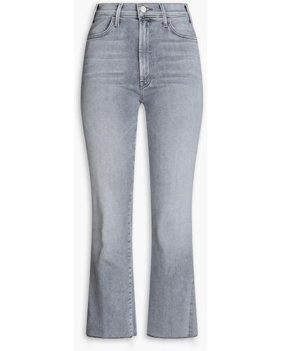Mother The Hustler Ankle Faded High-rise Flared Jeans - Grey