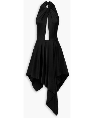 Stella McCartney Cutout Asymmetric Seersucker Halterneck Mini Dress - Black