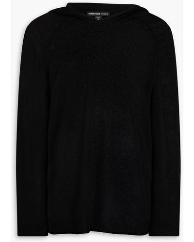 James Perse Linen-blend Hooded Sweater - Black