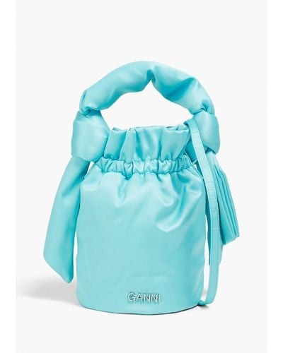 Ganni Satin Bucket Bag - Blue