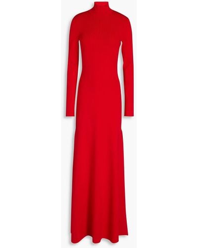 Victoria Beckham Cutout Stretch-knit Turtleneck Maxi Dress - Red