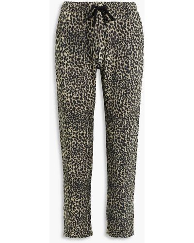 Majestic Filatures Cropped Leopard-print French Terry Track Trousers - Grey