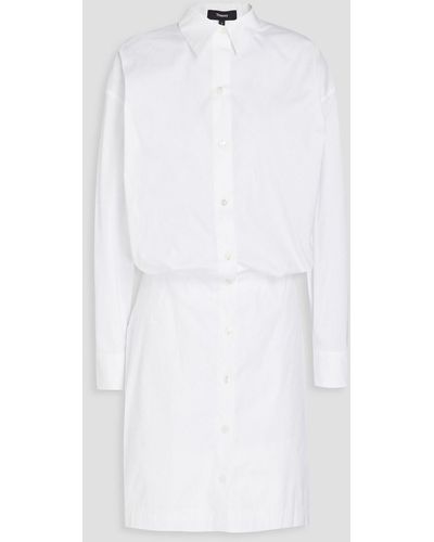 Theory Pleated Cotton-blend Poplin Mini Shirt Dress - White