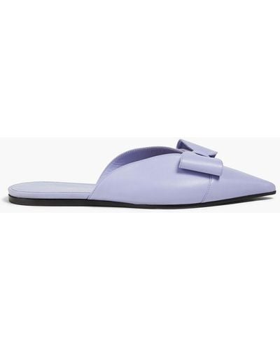 Emporio Armani Bow-detailed Leather Slippers - Purple