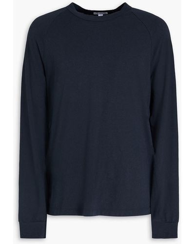 James Perse Cotton And Linen-blend Jersey T-shirt - Blue