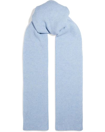 Ganni Mélange Ribbed Recycled Wool-blend Scarf - Blue