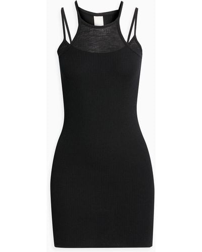 Dion Lee Layered Ribbed Wool And Silk-blend Jersey Mini Dress - Black
