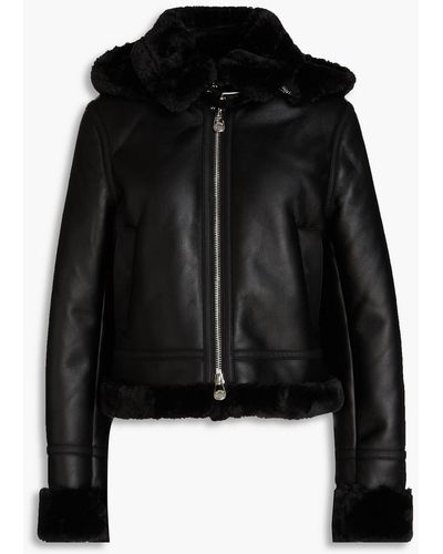 Claudie Pierlot Filou Faux Leather Hooded Jacket - Black