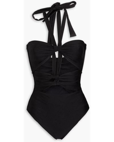 Sandro Cutout Halterneck Swimsuit - Black