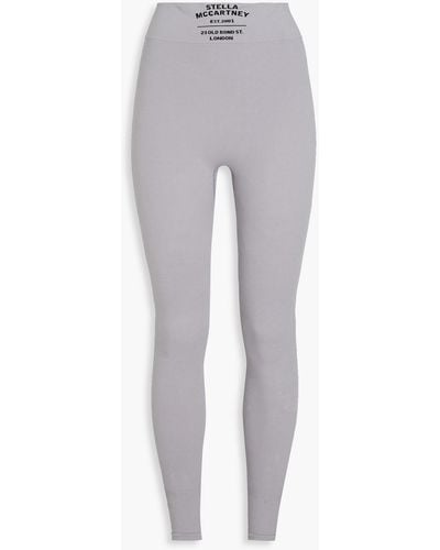 Stella McCartney Printed Ribbed Stretch Cotton-blend Jersey leggings - Gray