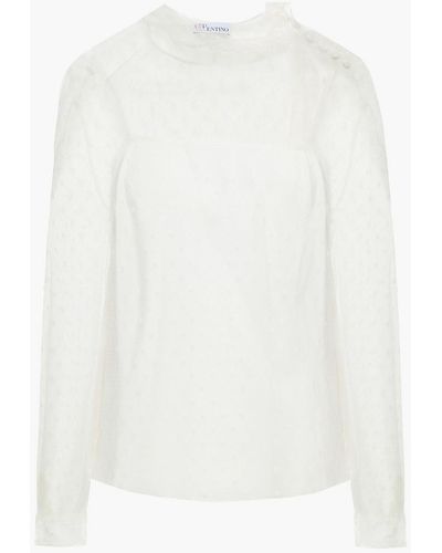 RED Valentino Pussy-bow Point D'esprit Blouse - White