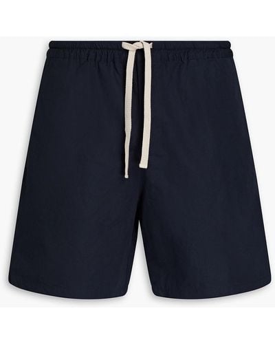 FRAME Cotton And Linen-blend Drawstring Shorts - Blue