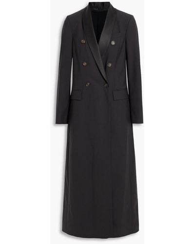 Brunello Cucinelli Double-breasted Bead-embellished Wool-blend Coat - Black