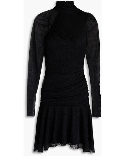 ROTATE BIRGER CHRISTENSEN Ruched Mesh Mini Dress - Black