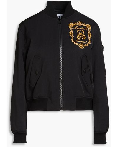 Moschino Embroidered Padded Twill Bomber Jacket - Black
