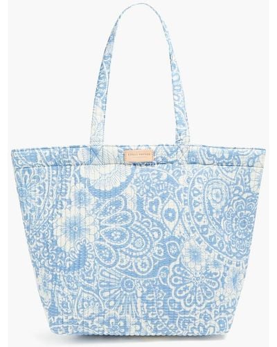 Vanessa Bruno Quilted Floral-print Cotton Tote - Blue