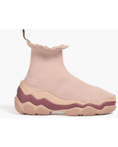 Red(V) Glam Run Stretch-knit High-top Sneakers - Pink