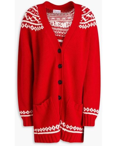 RED Valentino Jacquard-knit Wool-blend Cardigan - Red