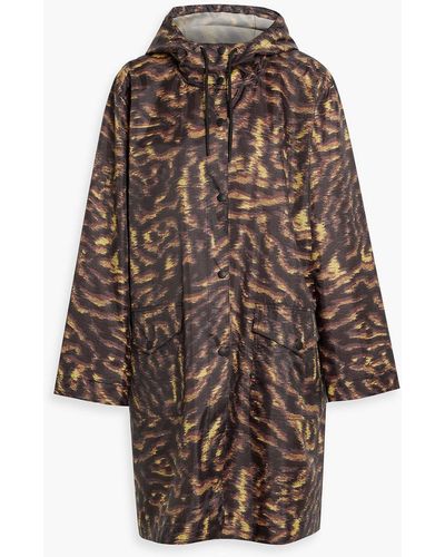 Paul Smith Printed Shell Hooded Raincoat - Brown