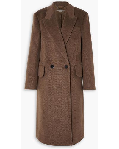 Stella McCartney Double-breasted Herringbone Wool Coat - Brown