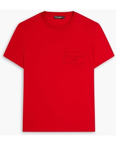 Dolce & Gabbana T-shirt aus geprägtem baumwoll-jersey - Rot